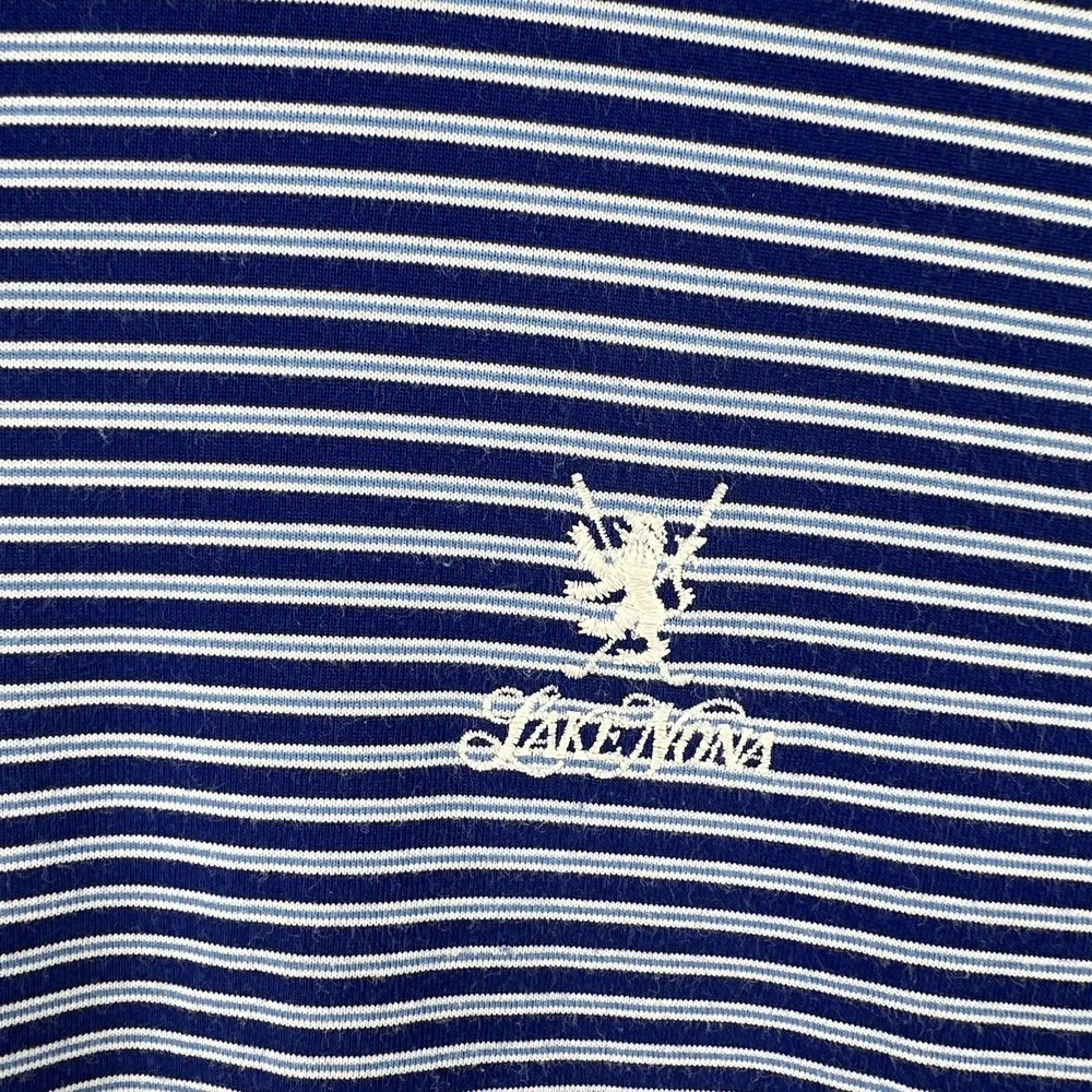 Polo Ralph Lauren Golf Shirt Men XL Blue Striped Performance Polo LAKE NONA